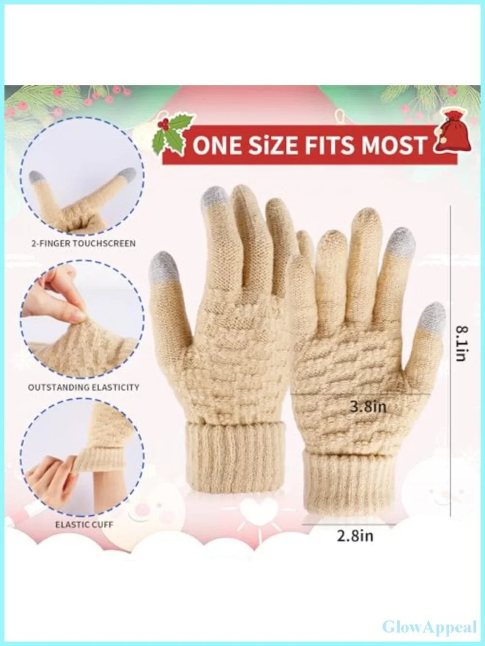 Winter Gloves for Women - 4 Pairs Knit Touchscreen Gloves